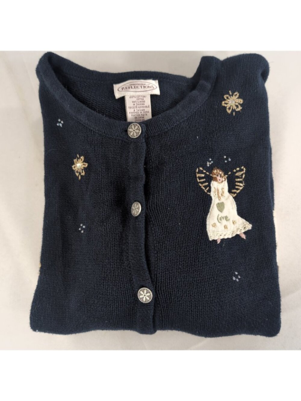 Northern Reflections Embroidered Angel Cardigan XL Navy Blue Christmas Winter - Picture 3 of 14